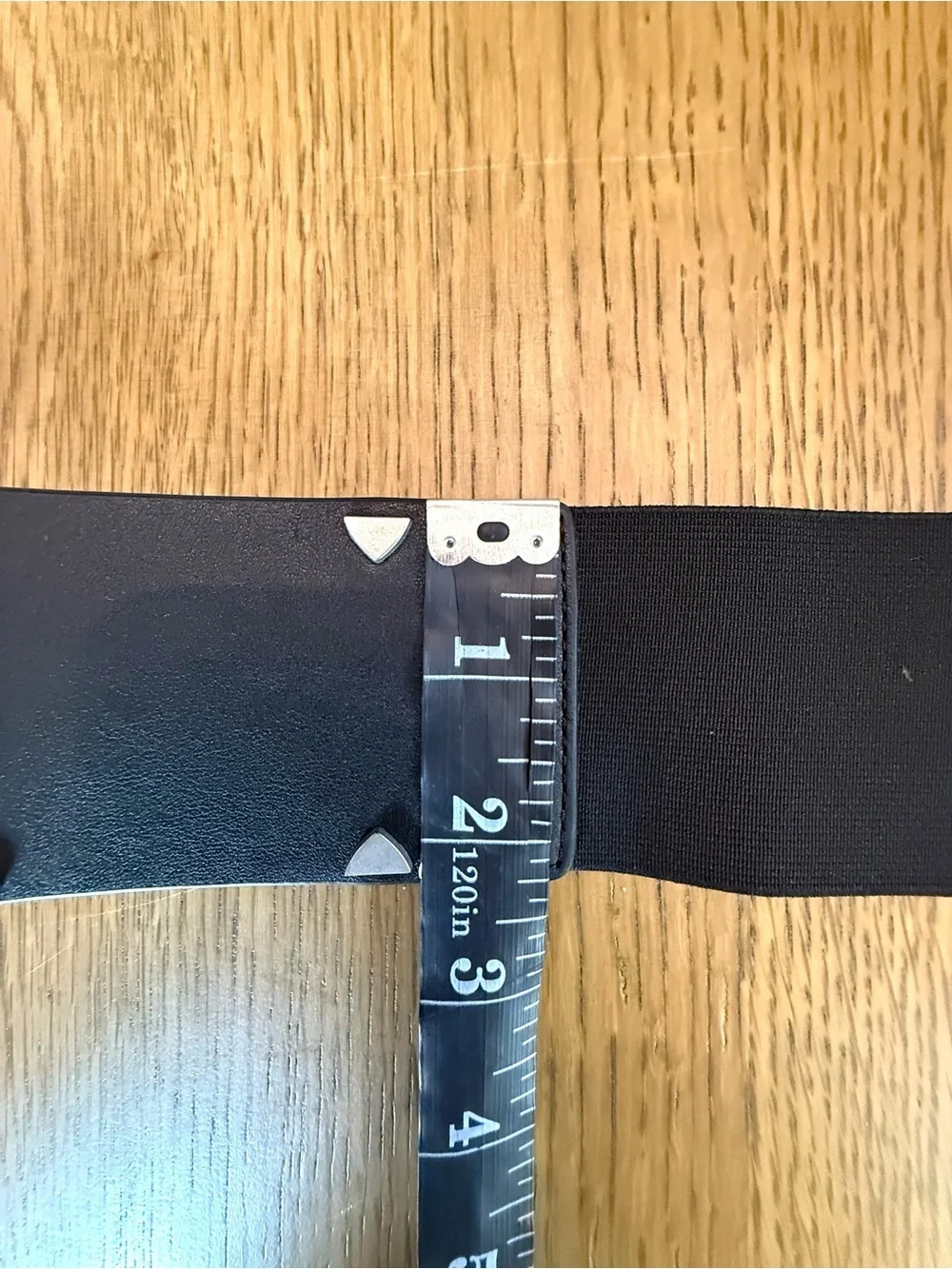 AllSaints Black Genuine Leather / Elastic Belt Silver Buckle Studded NWT